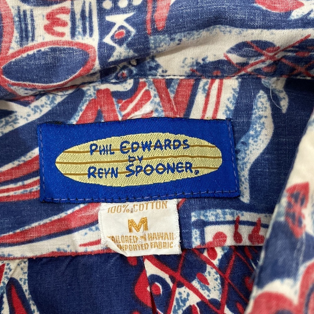 Phil Edwards by Reyn Spooner 100% Cotton Short Sleeve Hawaiian Tiki Shirt Size M - Picture 7 of 7
